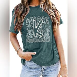 🌸 Kindergarten Teacher Shirt Women Size Medium First Day of School Short Sleeve